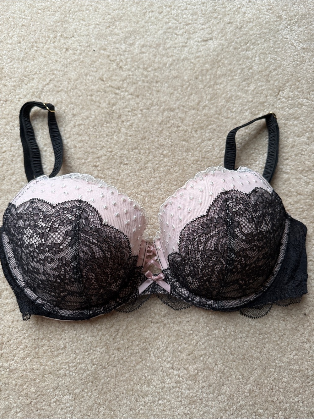 Victoria's Secret Dream Angels Lined Demi Black Lace Push-Up Bra